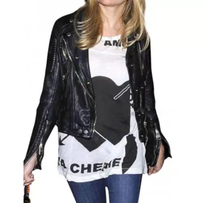 Sienna Miller Black Biker Leather Jacket
