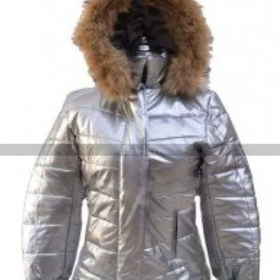 Caroline Channing Silver Bomber Puffer Jacket