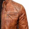Dark Brown Quilted Motorcycle Jacket