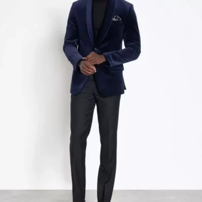 Deep Blue Velvet Tuxedo Jacket