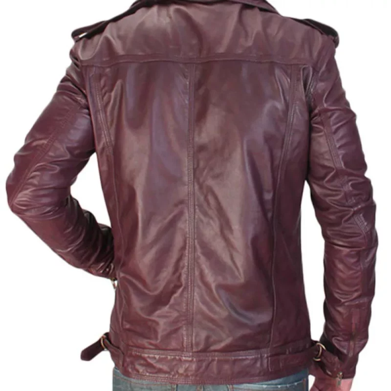 Mens Maroon Double Collar Jacket