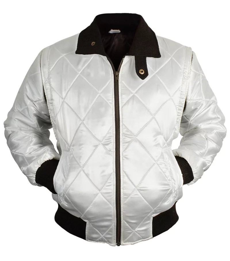 Mens Drive Ryan Gosling White Satin Scorpion Jacket