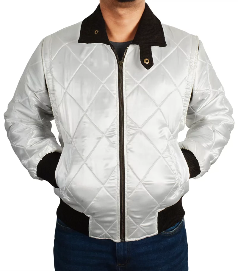 Mens Drive Ryan Gosling White Satin Scorpion Jacket