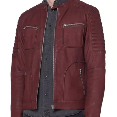 Maroon Biker Leather Jacket