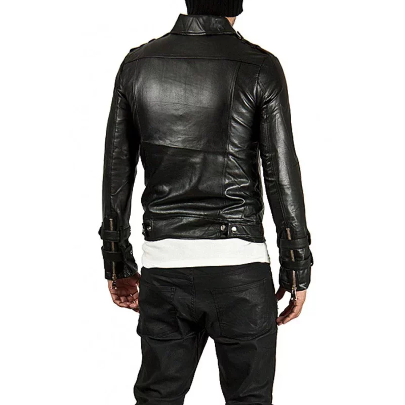 Mens Biker Slim Fit Asymmetrical Jacket