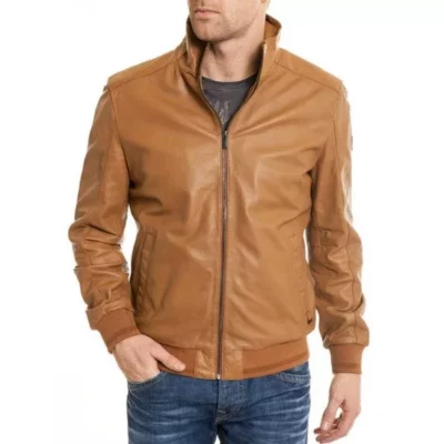 Men's Casual Bomber Camel Brown Jacket