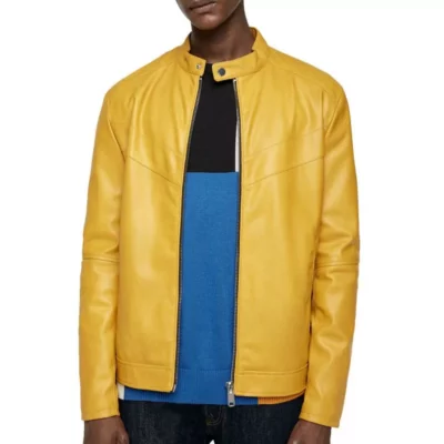 Mens Raised Collar Yellow Jacket