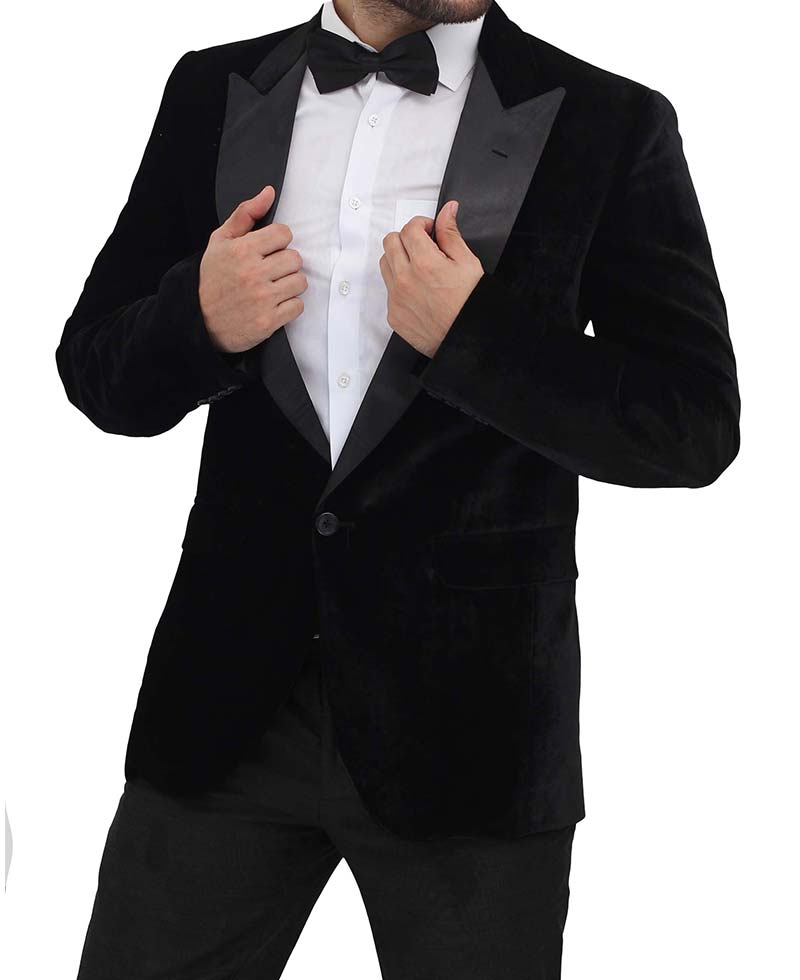 Peak Lapel Mens Black Tuxedo