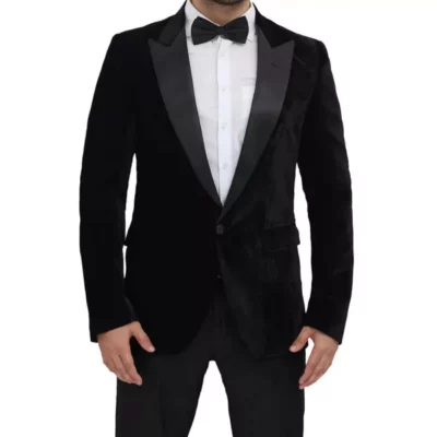 Peak Lapel Mens Black Tuxedo