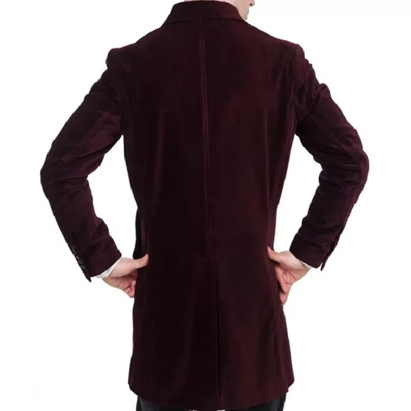Notch Lapel Velvet Maroon Coat