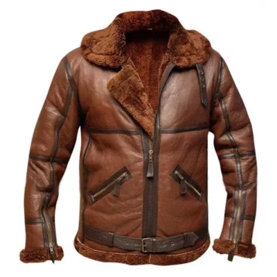 RAF British Shearling Flight Aviator Brown Jacket