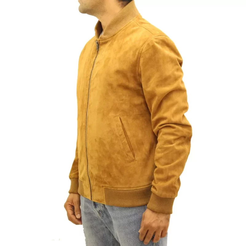 Men's Letterman Yellow Suede Jacket