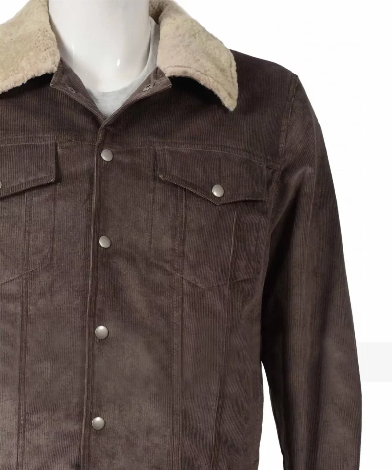 John Dutton Kevin Costner Yellowstone Brown Corduroy Jacket
